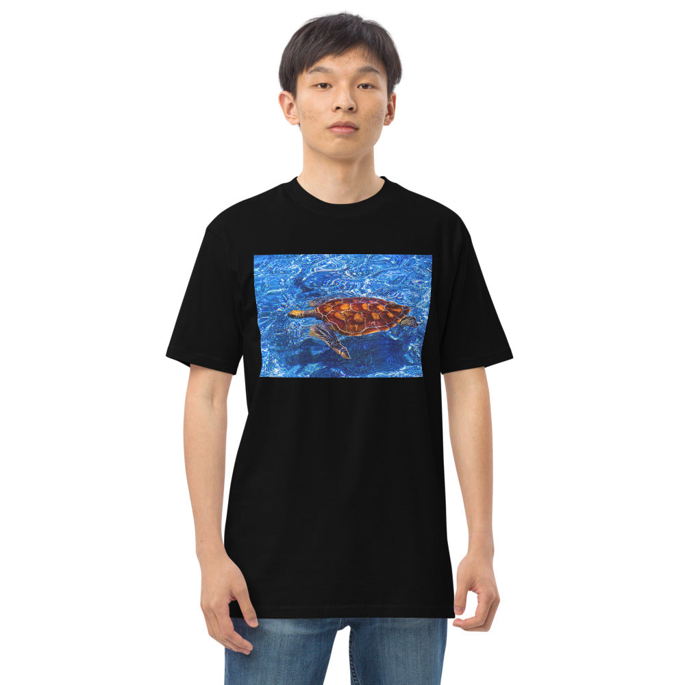 Premium Heavyweight Tee - Sea Turtle in Blue Water