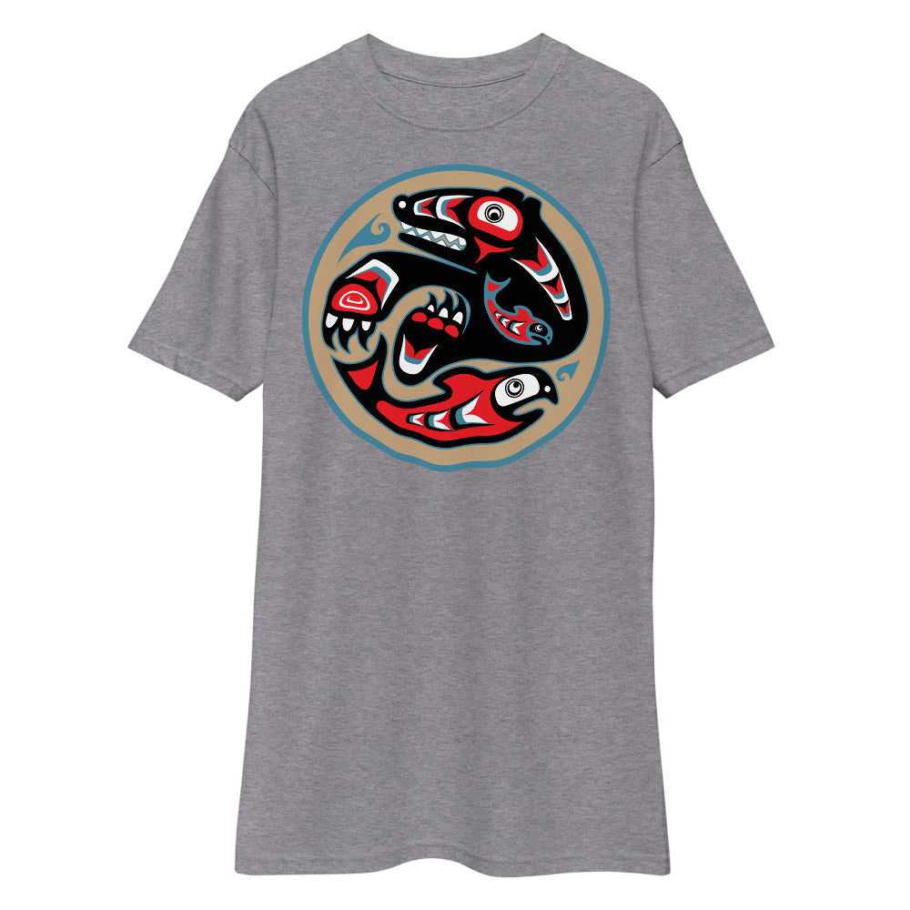 Premium Heavyweight Tee - Bear & Salmon Circle of Life