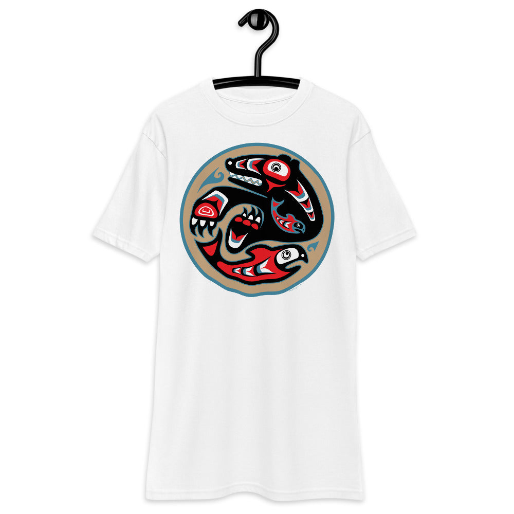 Premium Heavyweight Tee - Bear & Salmon Circle of Life