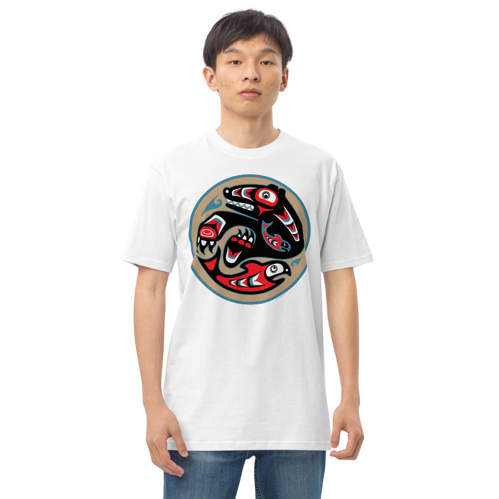 Premium Heavyweight Tee - Bear & Salmon Circle of Life