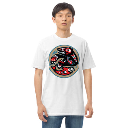 Premium Heavyweight Tee - Bear & Salmon Circle of Life