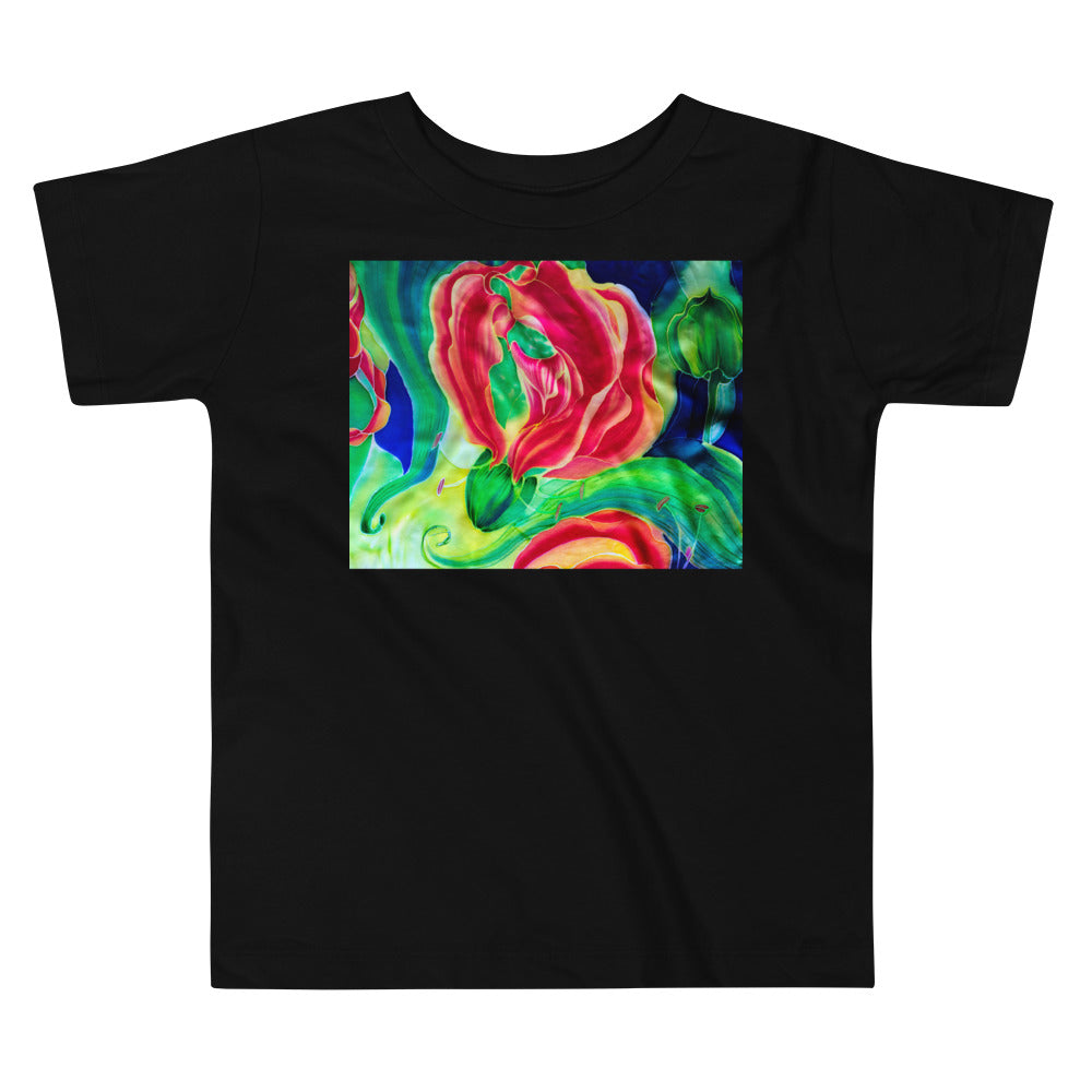 Premium Soft Toddler Tee - Red Flower Watercolor #2