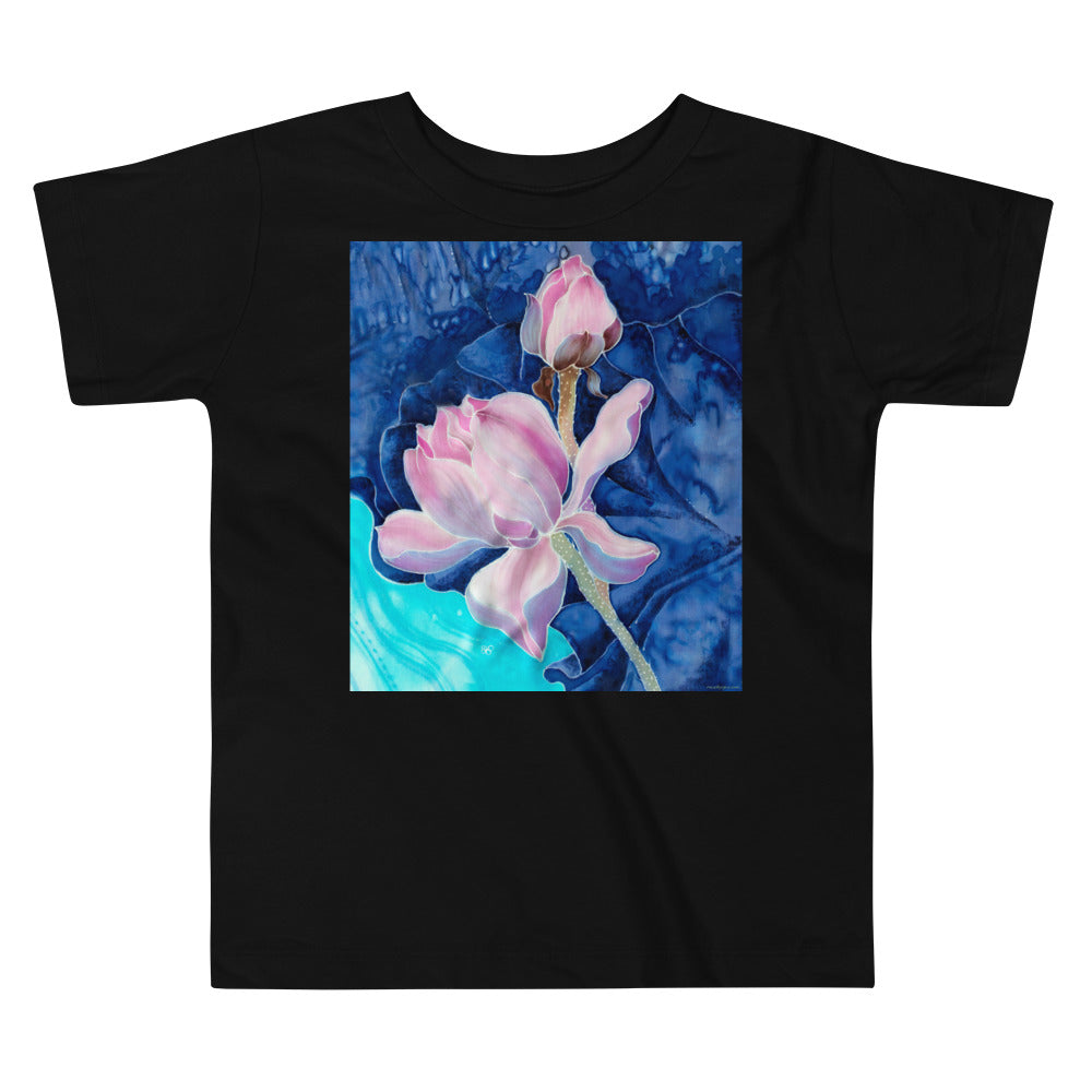 Premium Soft Toddler Tee - Pink  Flower Watercolor