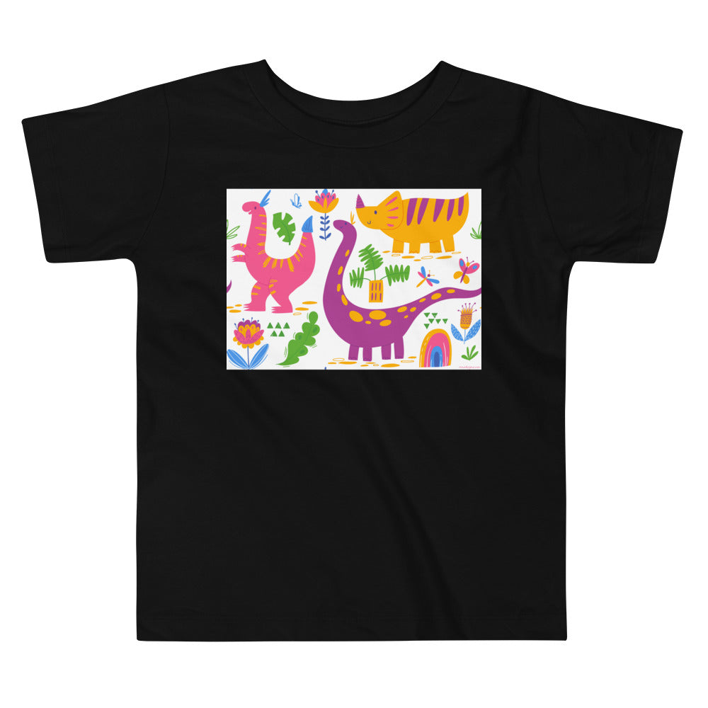 Premium Soft Toddler Tee - Purple Dino & Friends