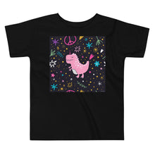 Load image into Gallery viewer, Premium Soft Toddler Tee - Pink Dino. Peace Out!

