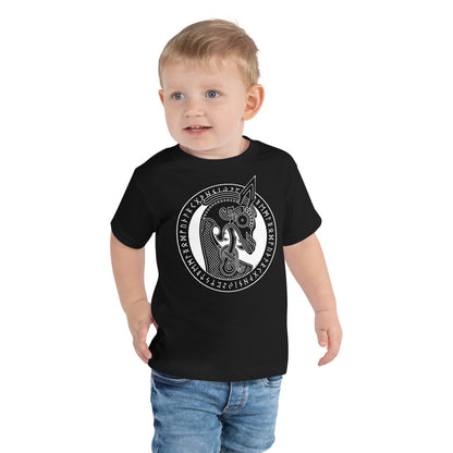 Premium Soft Toddler Tee - Viking Warship Dragon in Runic Circle