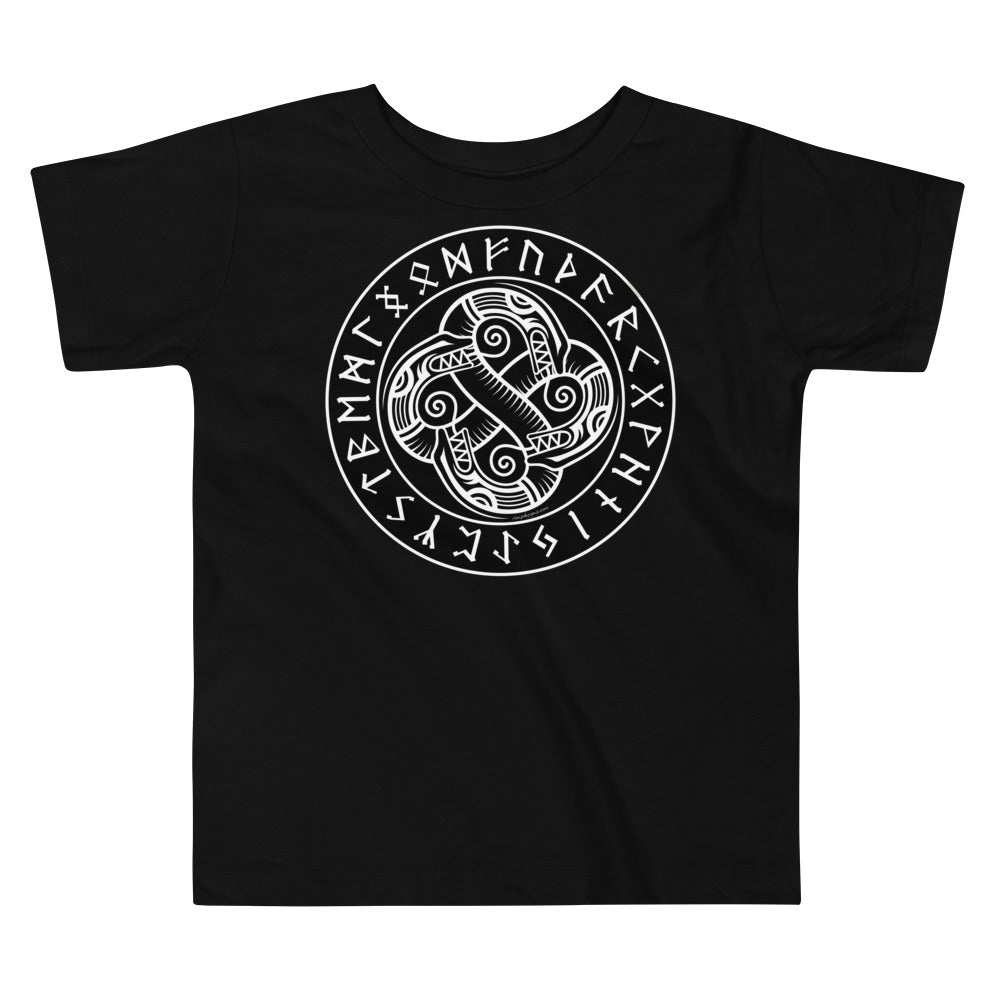 Premium Soft Toddler Tee - Celtic Sea Serpents in Runic Circle