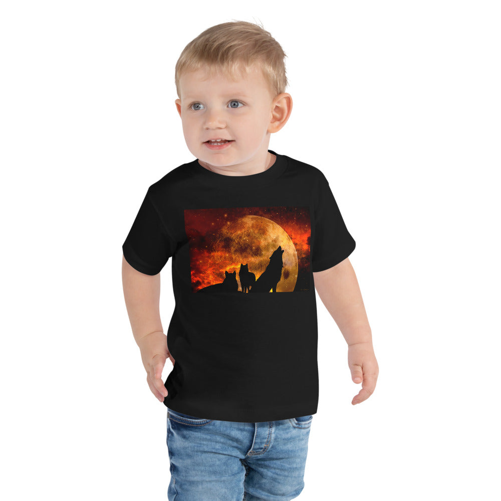 Premium Soft Toddler Tee - Howling in Orange Moonlight