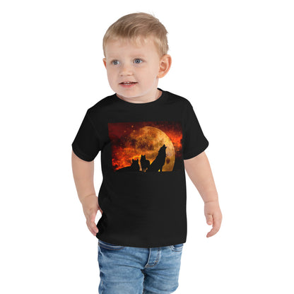 Premium Soft Toddler Tee - Howling in Orange Moonlight