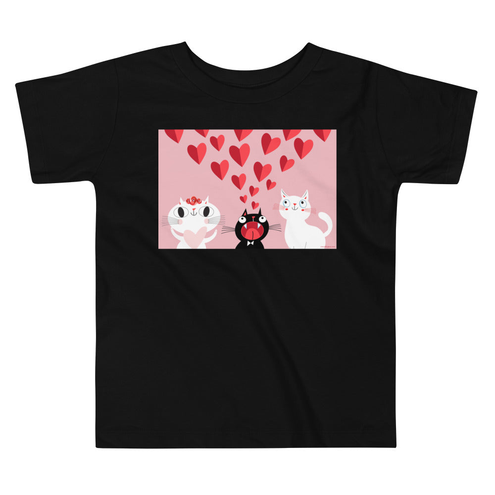 Premium Soft Toddler Tee - Pink Cat Love
