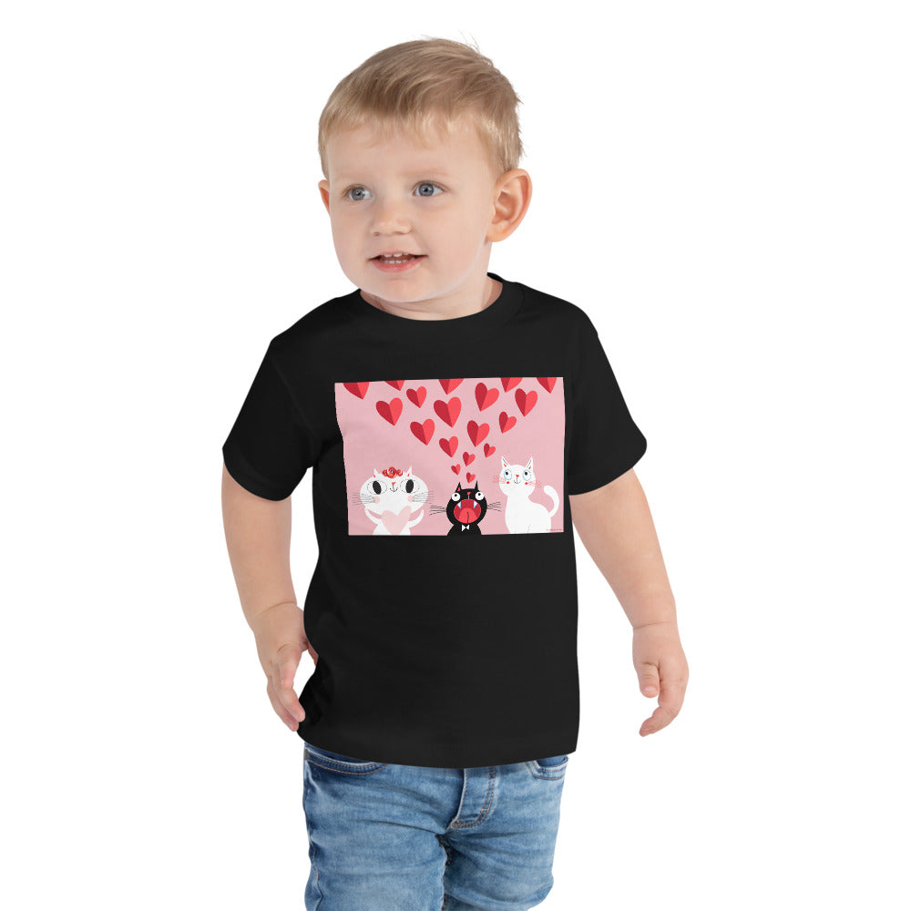 Premium Soft Toddler Tee - Pink Cat Love