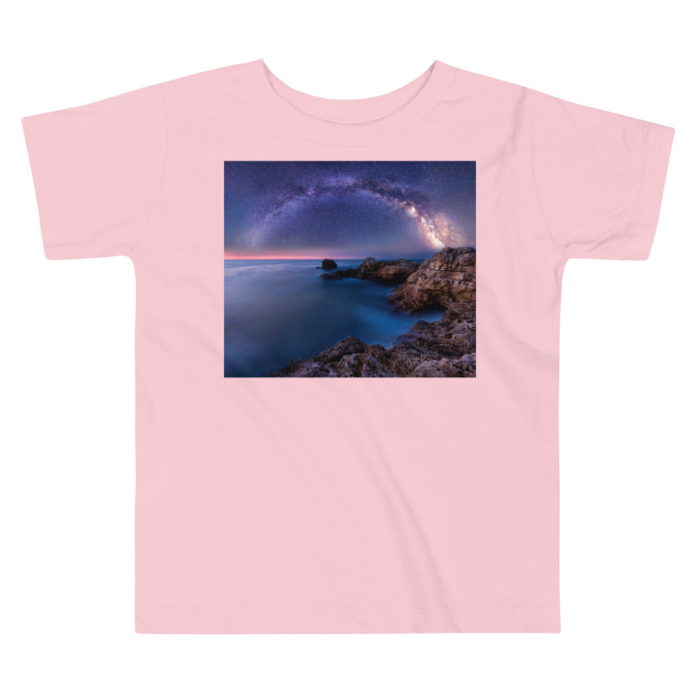 Premium Soft Toddler Tee - The Milky Way over a Rocky Bay