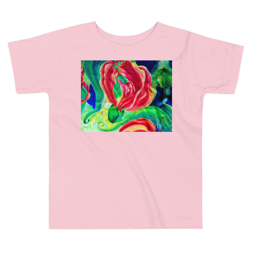 Premium Soft Toddler Tee - Red Flower Watercolor #2