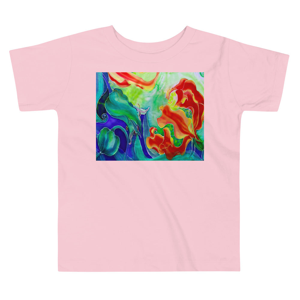 Premium Soft Toddler Tee - Red Flower Watercolor #3