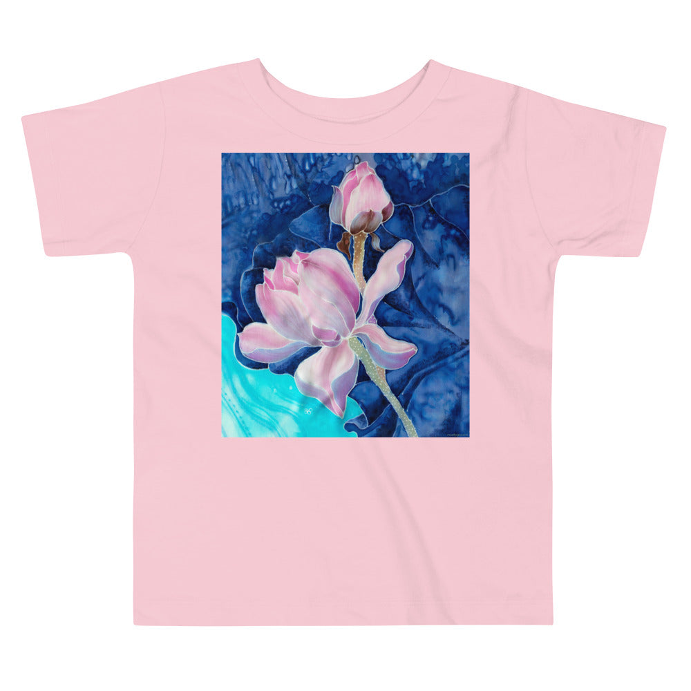 Premium Soft Toddler Tee - Pink  Flower Watercolor