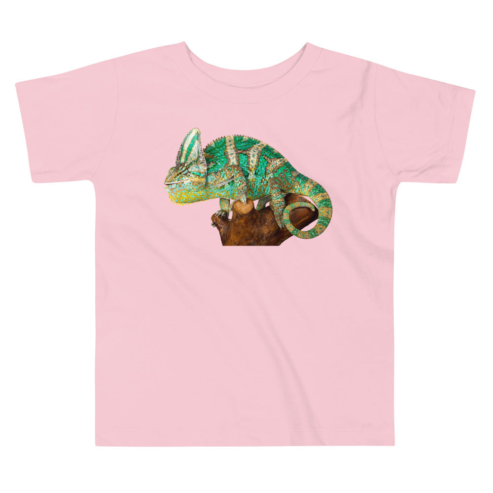 Premium Soft Toddler Tee - Green Vailed Chameleon on Stump