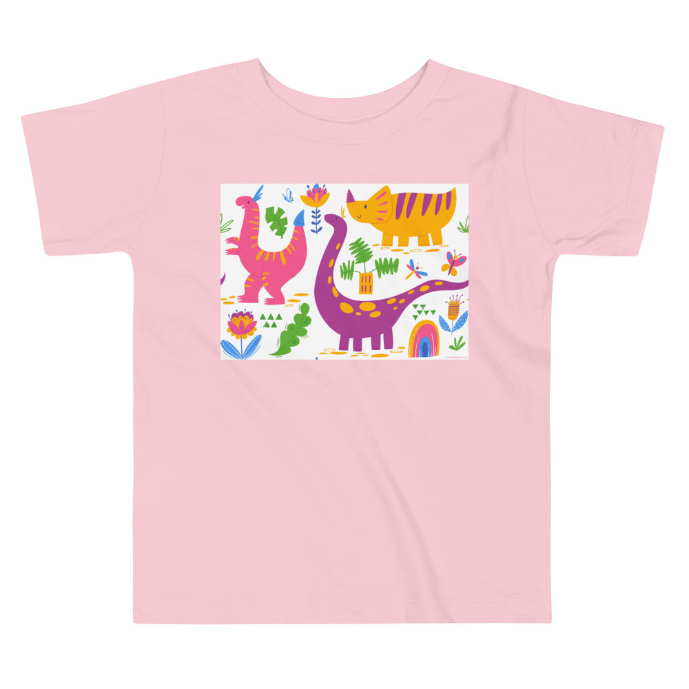 Premium Soft Toddler Tee - Purple Dino & Friends