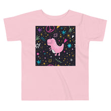 Load image into Gallery viewer, Premium Soft Toddler Tee - Pink Dino. Peace Out!
