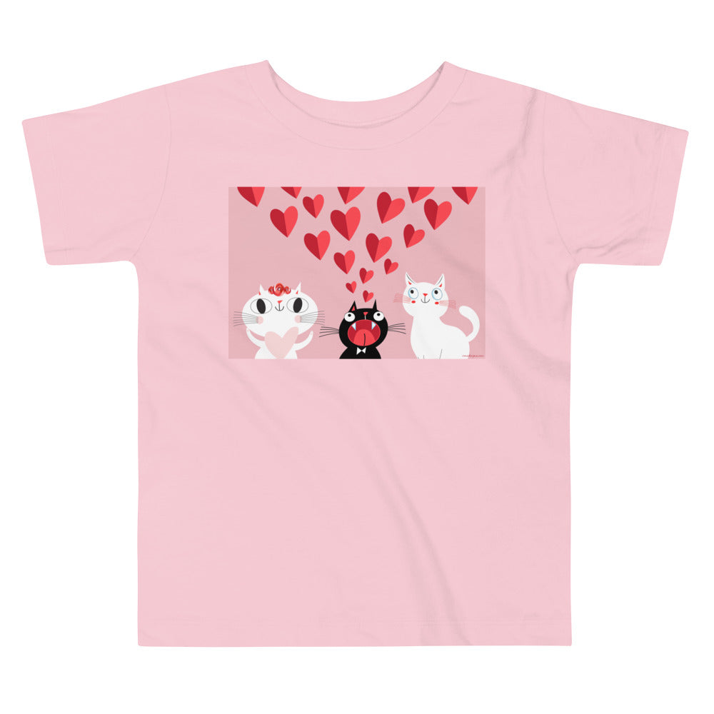 Premium Soft Toddler Tee - Pink Cat Love