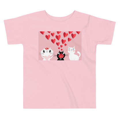 Premium Soft Toddler Tee - Pink Cat Love