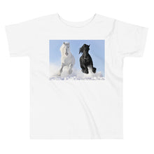 Load image into Gallery viewer, Premium Soft Toddler Tee - Black &amp; White Stallions Flying
