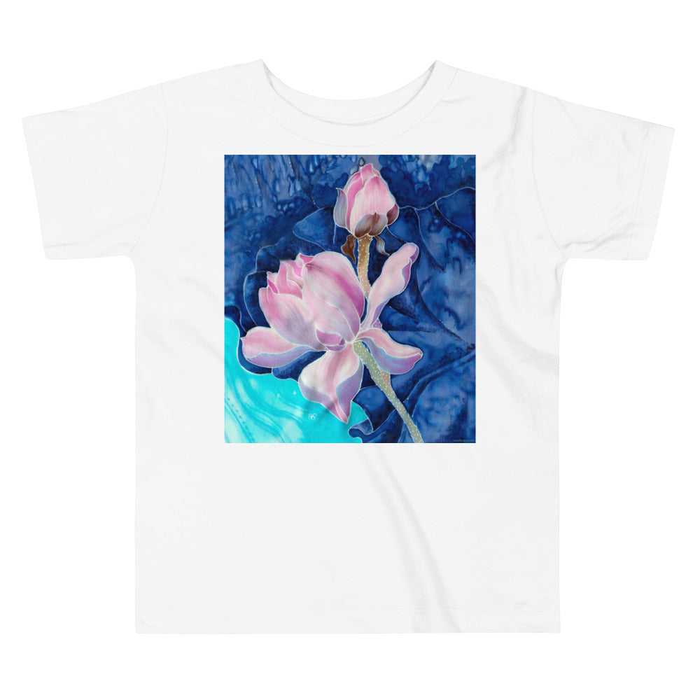Premium Soft Toddler Tee - Pink  Flower Watercolor