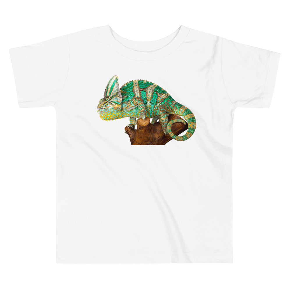 Premium Soft Toddler Tee - Green Vailed Chameleon on Stump