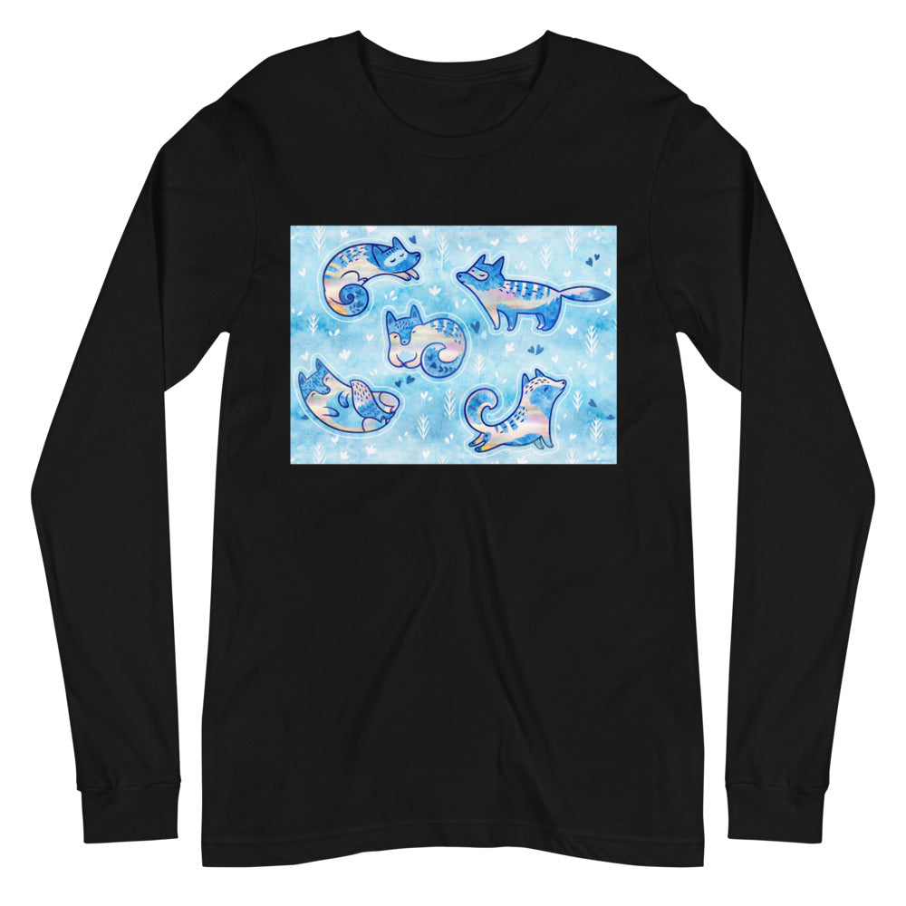 Premium Long Sleeve - Foxes in Blue