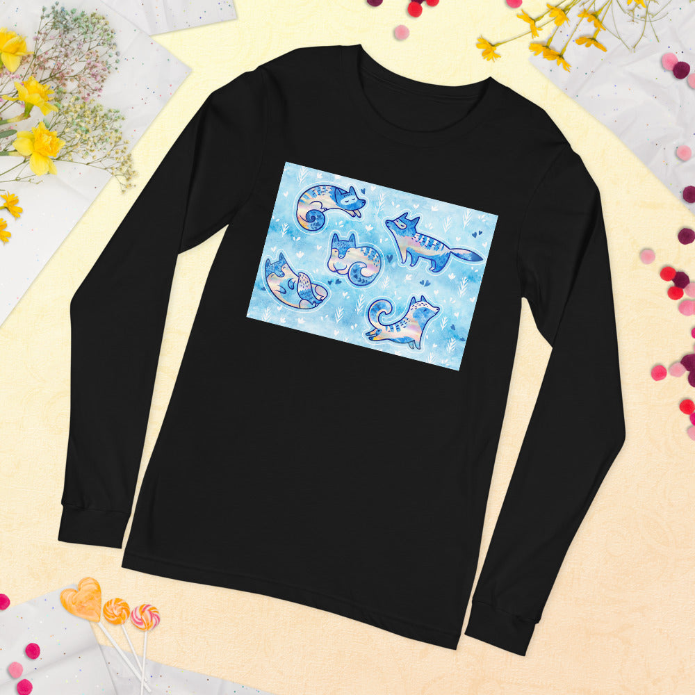 Premium Long Sleeve - Foxes in Blue