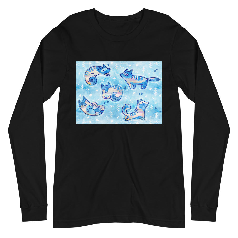 Premium Long Sleeve Tee - Foxes In Blue