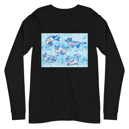 Premium Long Sleeve Tee - Foxes In Blue