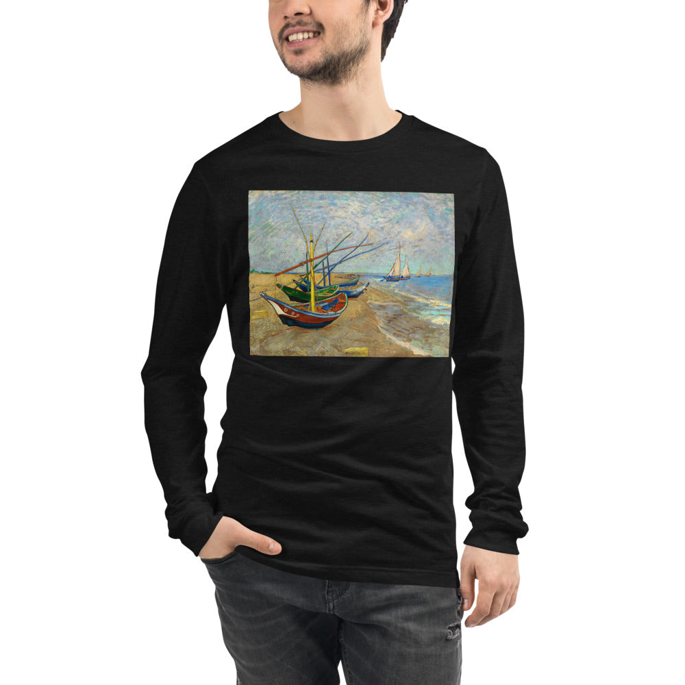 Premium Long Sleeve - van Gogh: Fishing Boats on the Beach