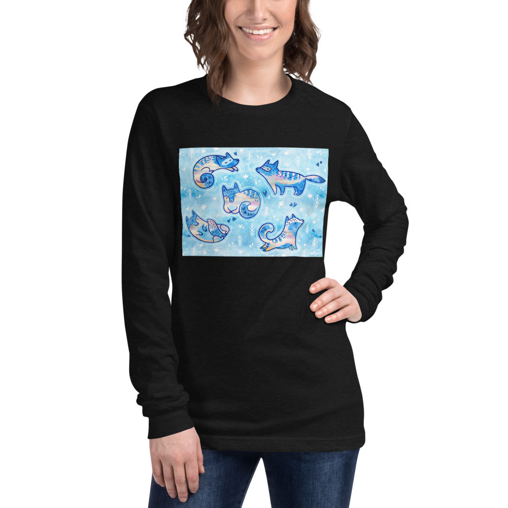 Premium Long Sleeve - Foxes in Blue