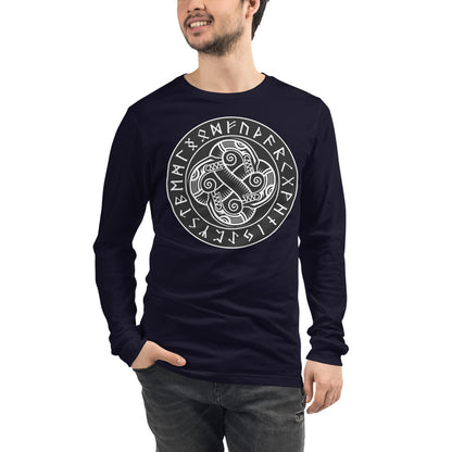 Premium Long Sleeve - van Gogh: Sea Serpent Celtic Knot In Rune Circle