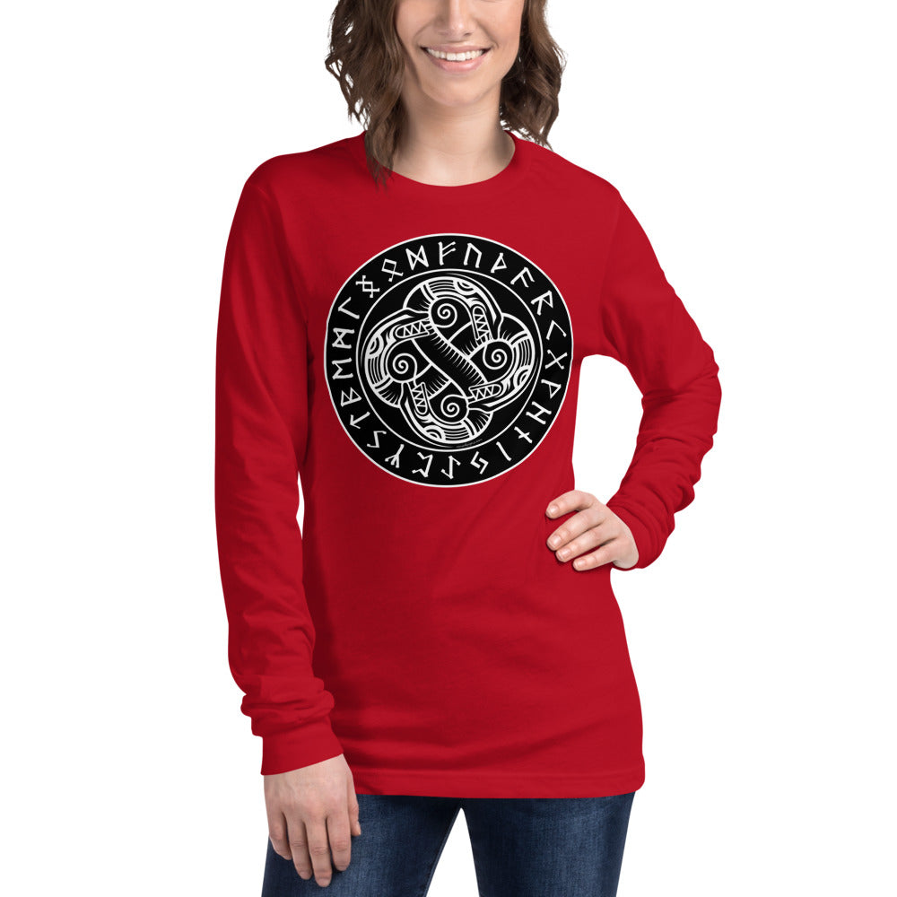 Premium Long Sleeve - Sea Serpent Celtic Knot in Rune Circle