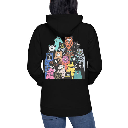 Premium Pullover Hoodie - Print on the BACK - Foxes in Blue