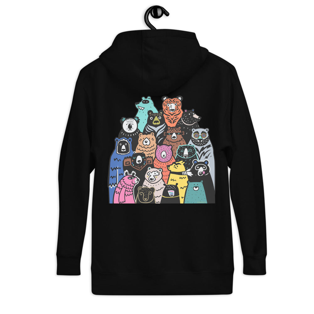 Premium Pullover Hoodie - Print on the BACK - Foxes in Blue