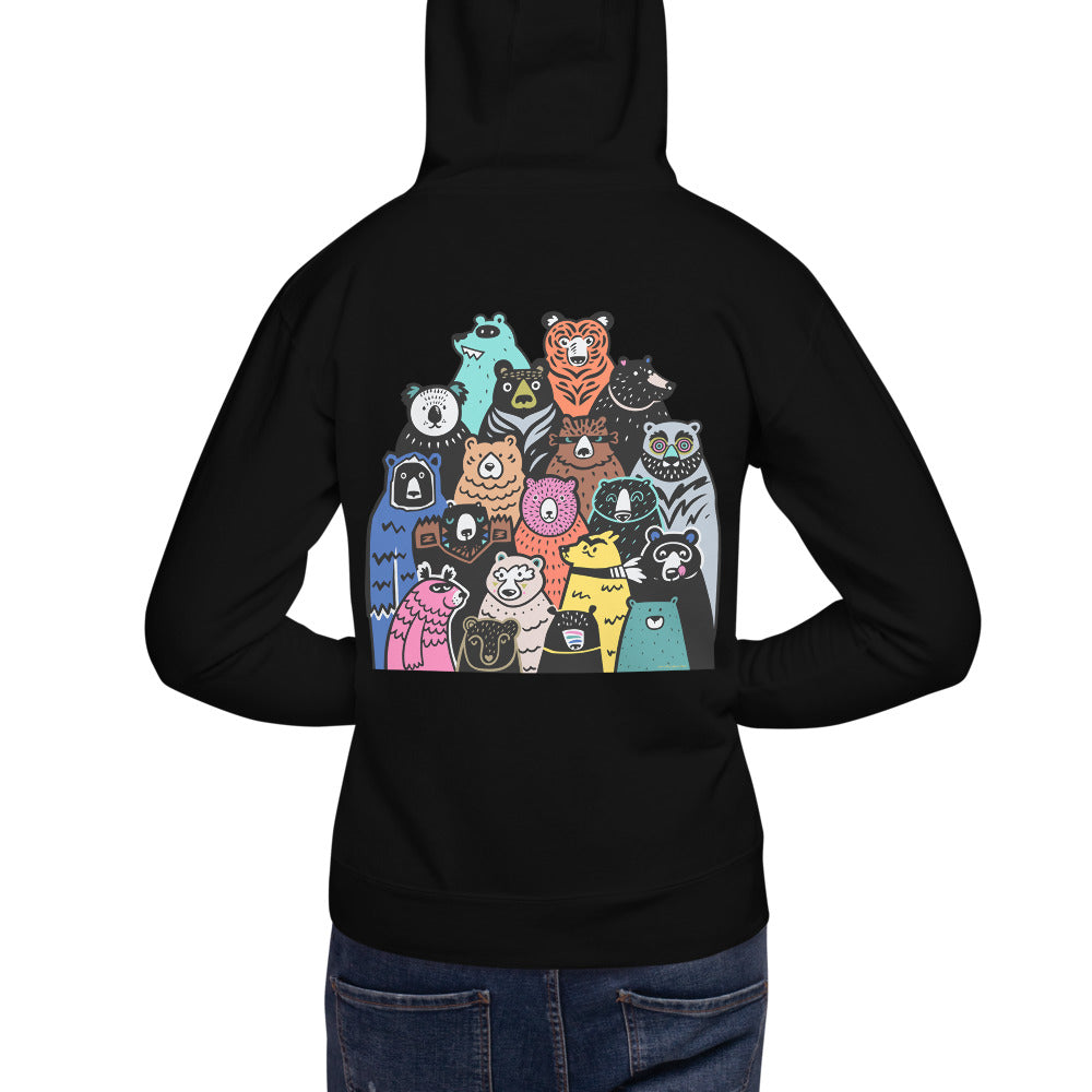 Premium Pullover Hoodie - Print on the BACK - Foxes in Blue