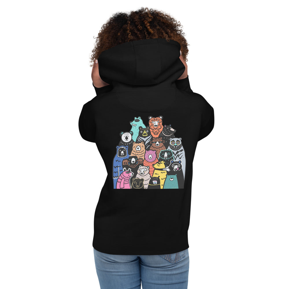 Premium Pullover Hoodie - Print on the BACK - Foxes in Blue