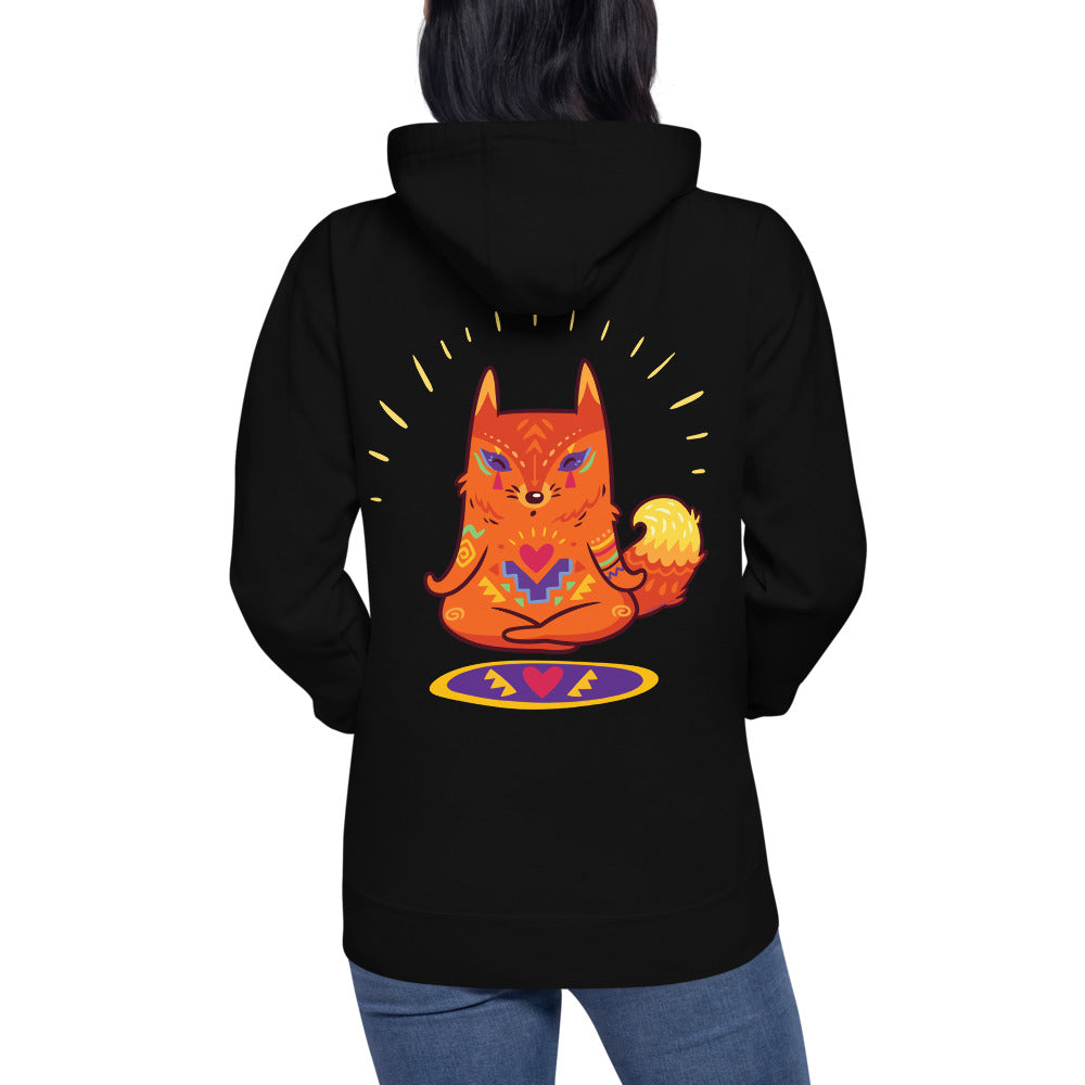 Premium Pullover Hoodie - Print on the BACK - Enlightened Hygge Fox