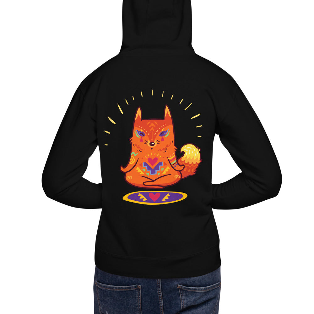 Premium Pullover Hoodie - Print on the BACK - Enlightened Hygge Fox