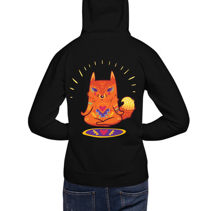 Premium Pullover Hoodie - Print on the BACK - Enlightened Hygge Fox