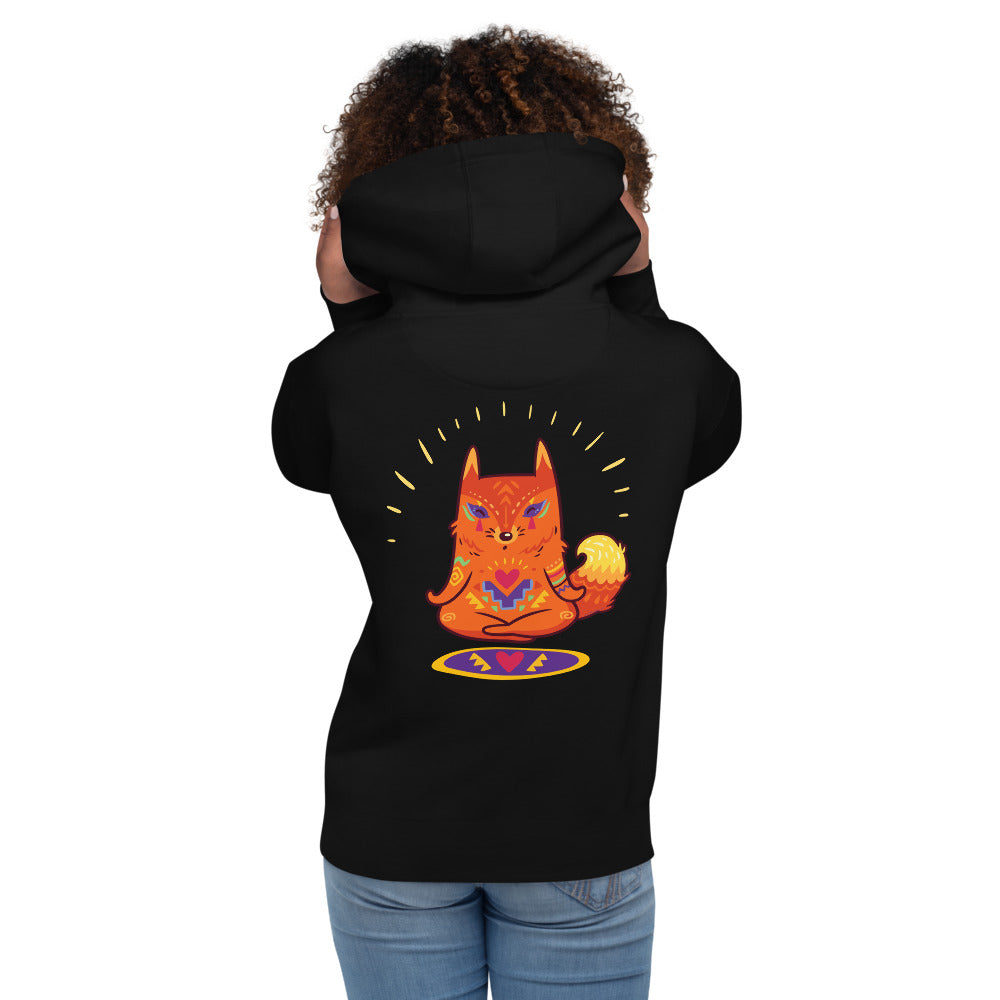 Premium Pullover Hoodie - Print on the BACK - Enlightened Hygge Fox