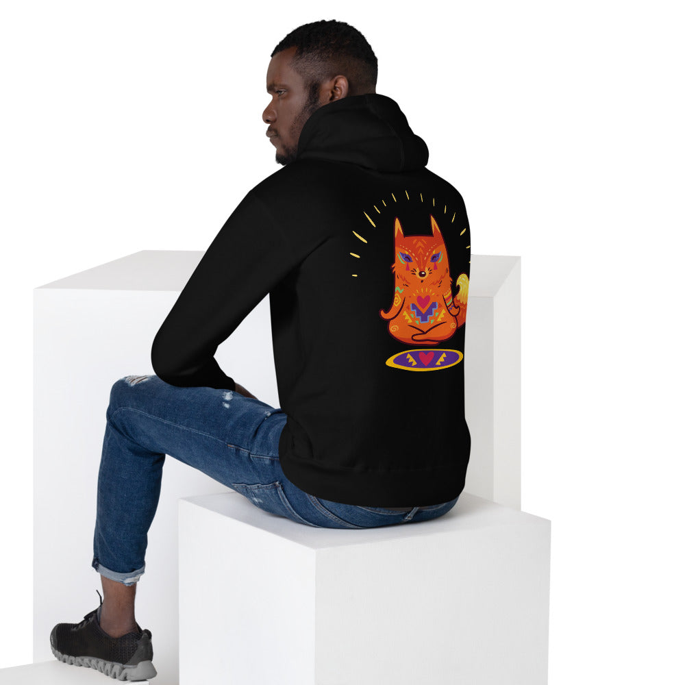 Premium Pullover Hoodie - Print on the BACK - Enlightened Hygge Fox