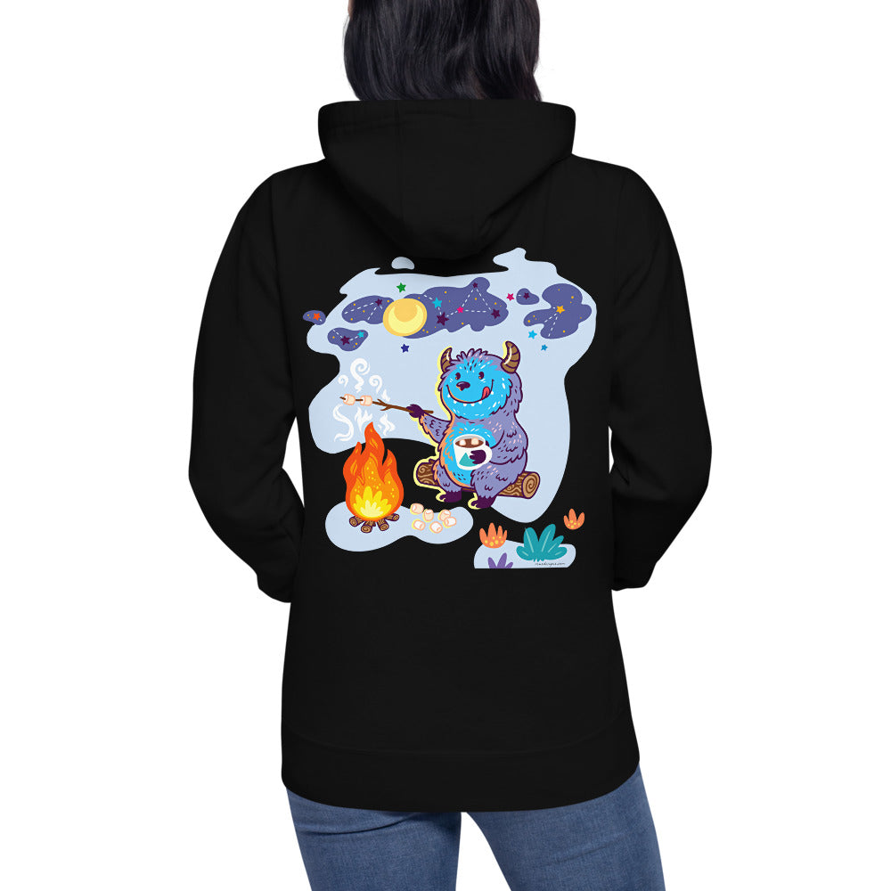 Premium Pullover Hoodie - Print on the BACK - Yeti Campfire