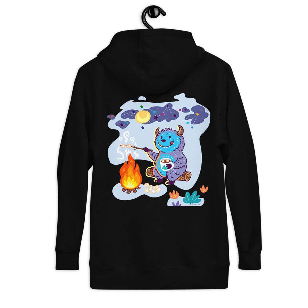 Premium Pullover Hoodie - Print on the BACK - Yeti Campfire