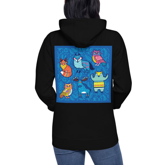 Premium Pullover Hoodie - Print on the BACK - Blue Moose & Friends