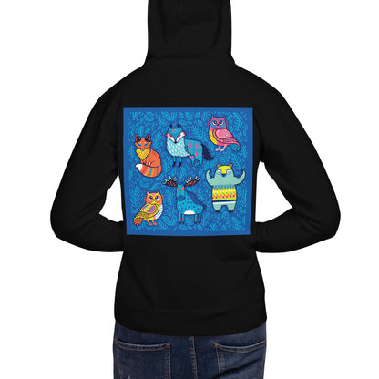 Premium Pullover Hoodie - Print on the BACK - Blue Moose & Friends