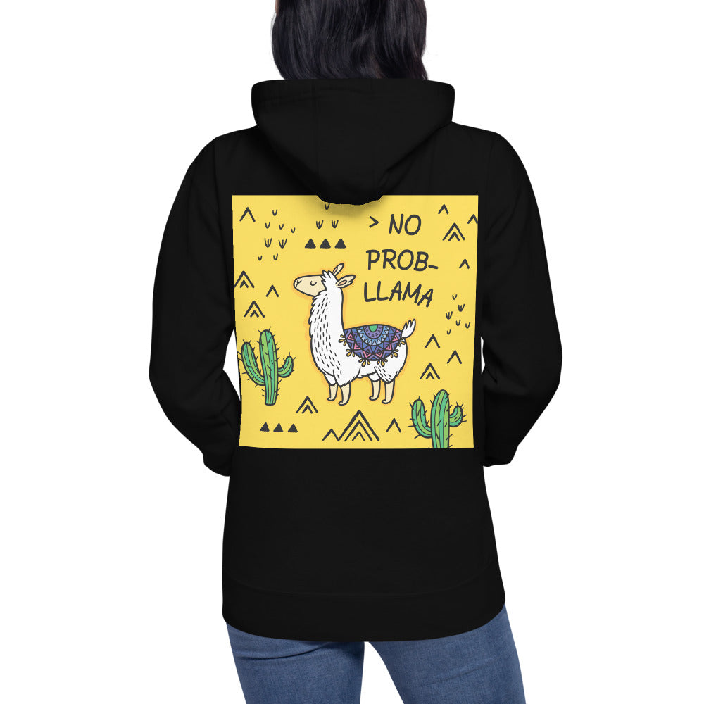 Premium Pullover Hoodie - Print on the BACK - NO PROB-LLAMA