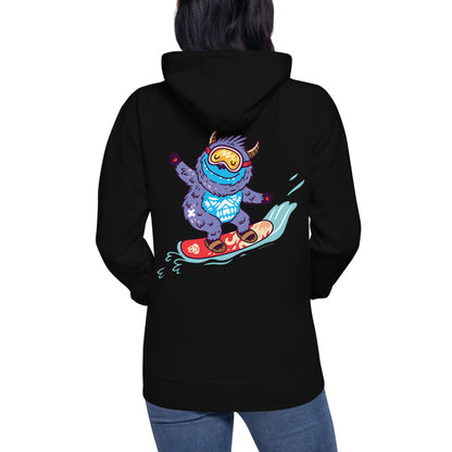 Premium Pullover Hoodie - Print on the BACK - Yeti Shredding it!